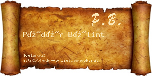 Pádár Bálint névjegykártya